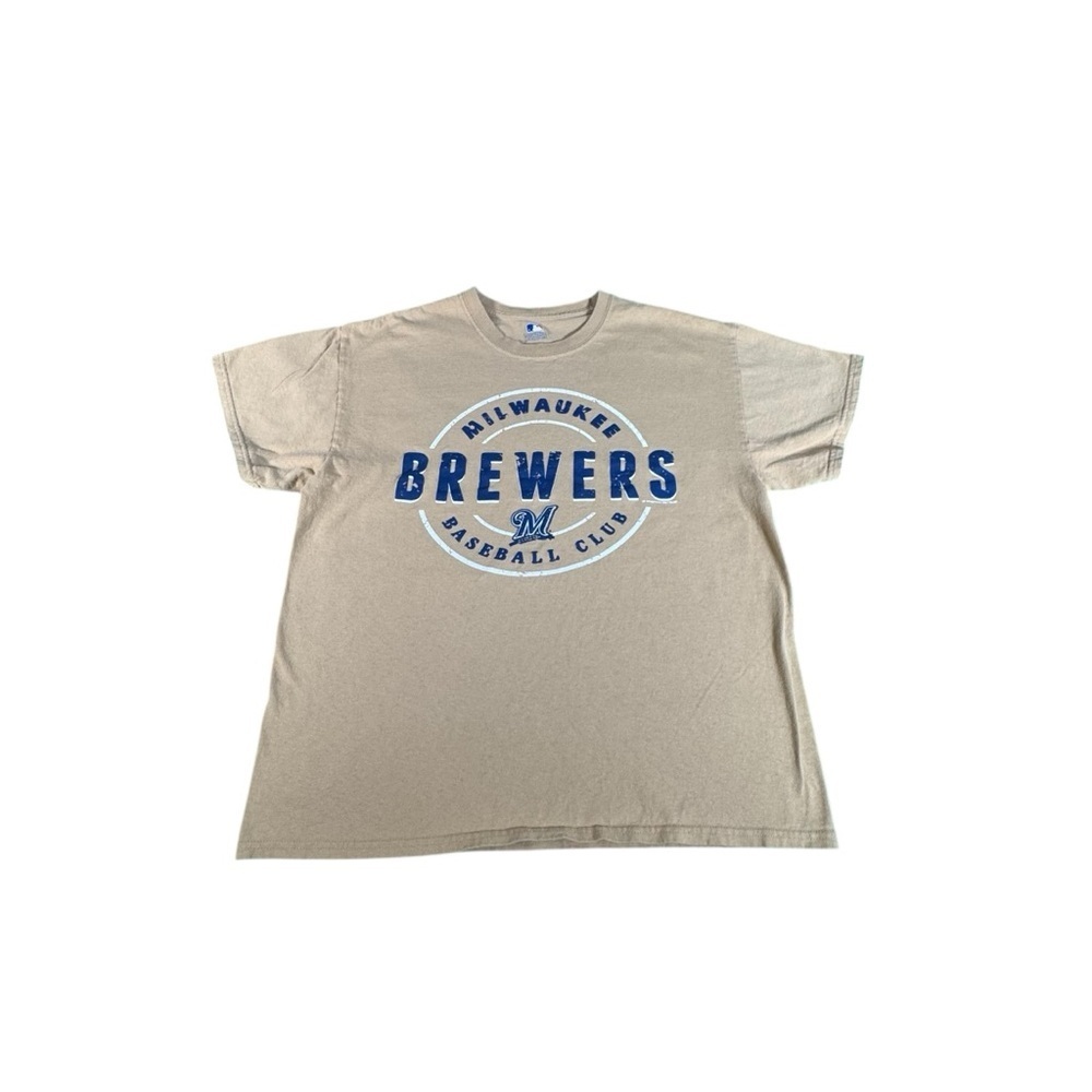 Milwaukee Brewers MLB T-Shirt Mens Large Tan Genuine Merchandise Baseball Tee